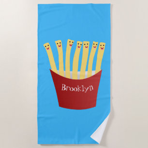 Serviette De Plage Caricature de frites Cute kawaii fast food
