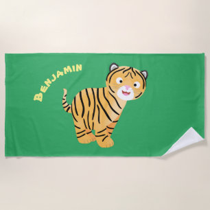 Serviette De Plage Caricature de petit tigre joyeux