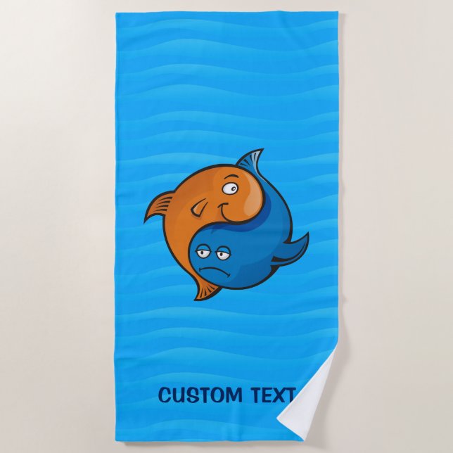 Serviette De Plage Caricature de poisson Yin Yang (Devant)