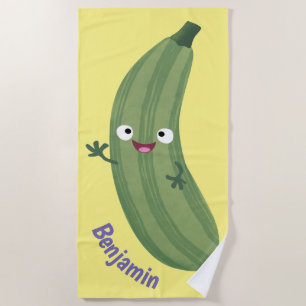 Serviette De Plage Caricature joyeux de courgettes mignonnes