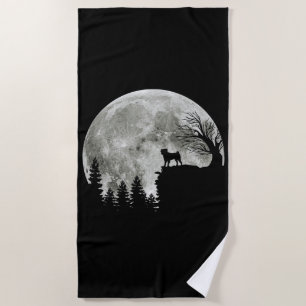Serviette De Plage Carlin Sur Montagne Lune Éffrayante Halloween
