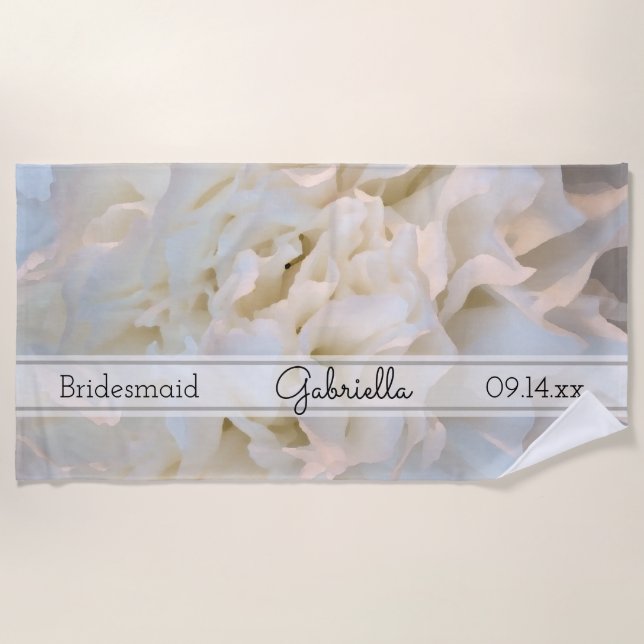 Serviette De Plage Carnation blanche Mariage Floral Bridesmaid (Devant)