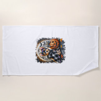 Serviette De Plage Carré Halloween Chien Yorkie