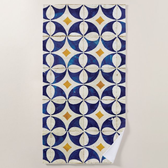 Serviette De Plage Carreaux portugais - Azulejo Motif Design (Devant)