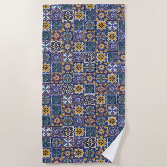 Serviette De Plage Carreaux Talavera mexicains (Devant)