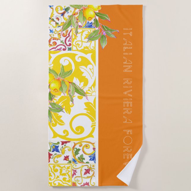 Serviette De Plage Carrelage italien couleur tendance Majolica (Devant)