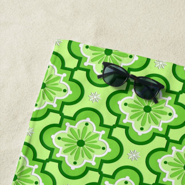 Serviette De Plage Carrelage marocain, Lime Green (En situation)