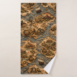 Serviette de plage carte au trésor pirate vintage