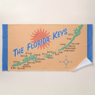 Serviette De Plage Carte d'amusement des clés de la Floride