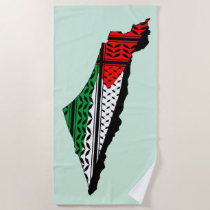 Serviette De Plage Carte de Palestine avec drapeau et Motif Keffiyeg