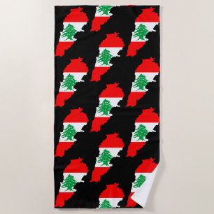 Serviette De Plage Carte du Liban avec drapeau
