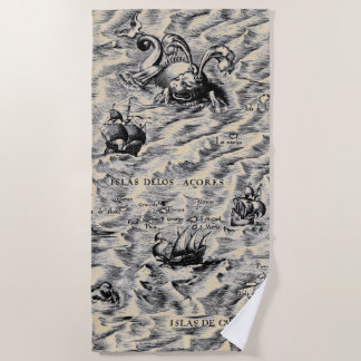 Serviette De Plage Carte du monde Vintage de l'océan Atlantique et de