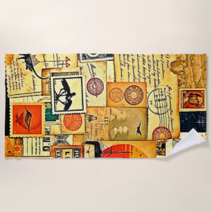 Serviette De Plage Carte postale Vintage voyage