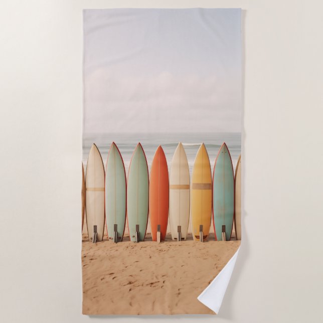 Serviette De Plage Cartes Surfs vintages (Devant)