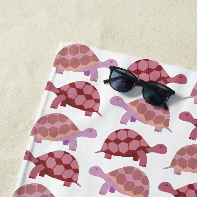 Serviette De Plage Carton mignon Motif Tortoise Bourgogne (En situation)