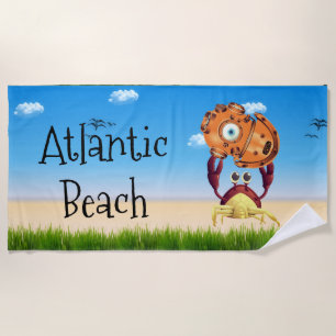 Serviette De Plage Casque de plongée de Crabe mignon personnalisé