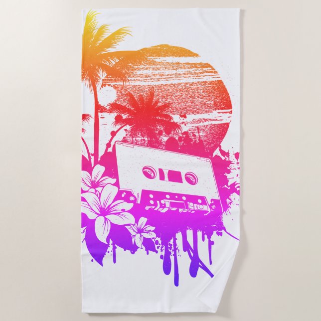 Serviette De Plage Cassette Tropicale Rainbow Sunset Beach Towne (Devant)