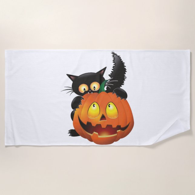 SERVIETTE DE PLAGE CAT HALLOWEEN (Devant)