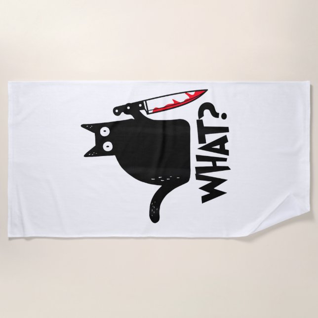 Serviette De Plage Cat What_ Funny Black Cat  (Devant)
