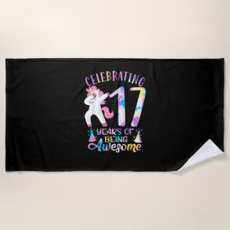 Serviette De Plage Célébrer 17 ans d'être une licorne géniale 17ème
