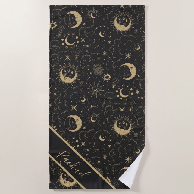 Serviette de plage Celestial Sun and Moon (Devant)