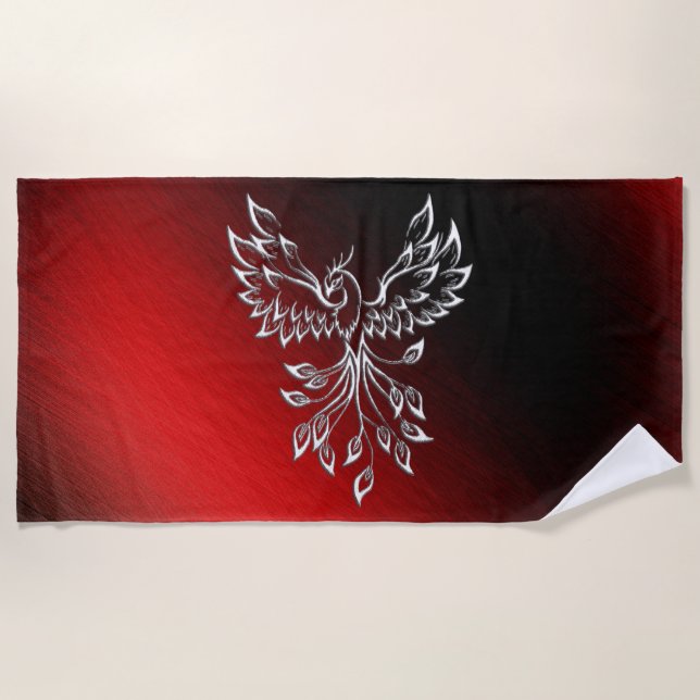 Serviette De Plage Cendres noires et Phoenix rouges (Devant)