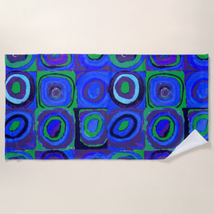 Serviette De Plage Cercle Carré Kandinsky Farbstudie Blue Quadrate