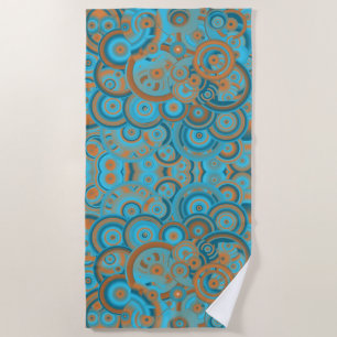 Serviette De Plage Cercle Concentré Dégradé Orange Rust Turquoise