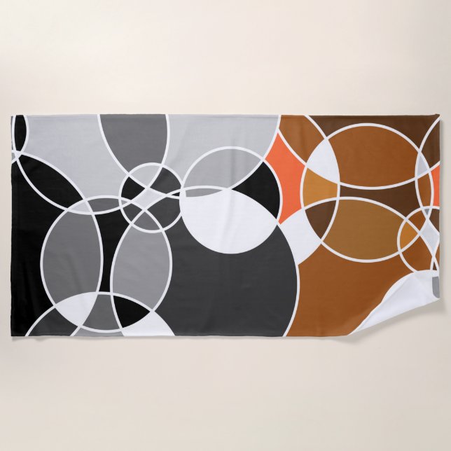 Serviette De Plage Cercles géométriques gris vif superposés (Devant)