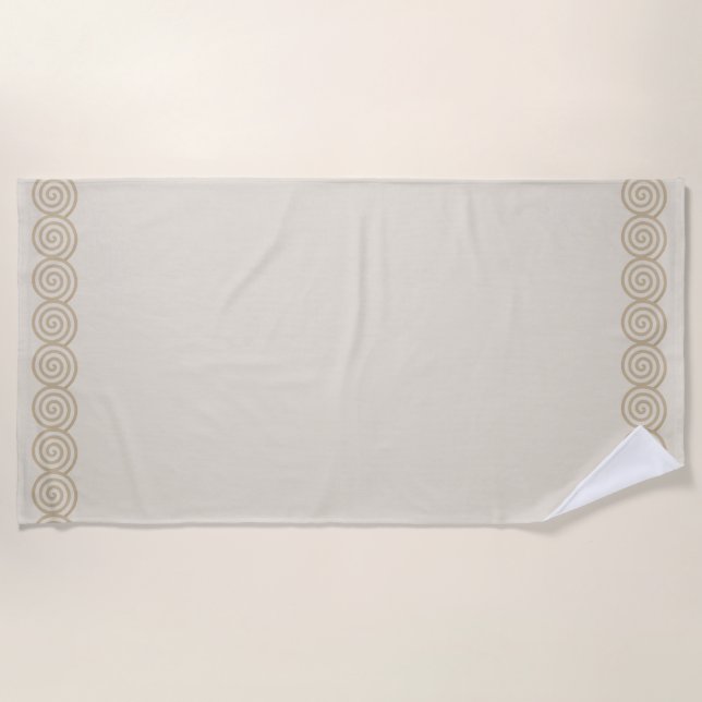 Serviette De Plage Cercles spiraux Abstraits sur sable clair beige (Devant)