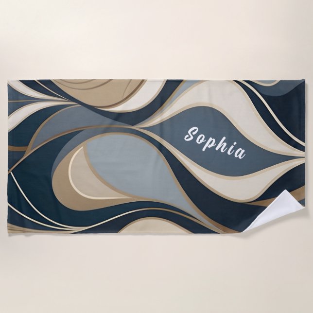 Serviette De Plage Cérémonie de mariage personnalisée sur mesure Vagu (Devant)