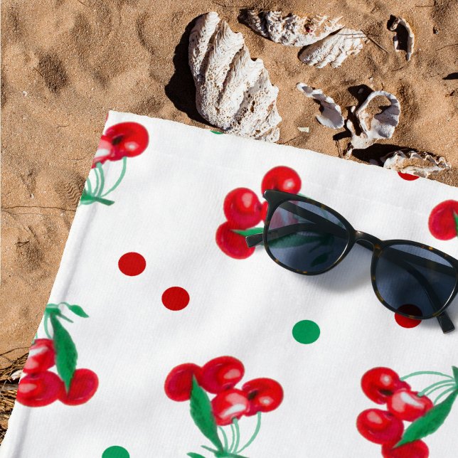 Serviette De Plage Cerises Et Pois (Go to the beach in retro style! 🌞🍒)