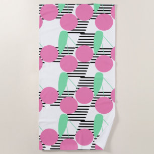 Serviette De Plage Cerises Et Rayures Géantes D'été