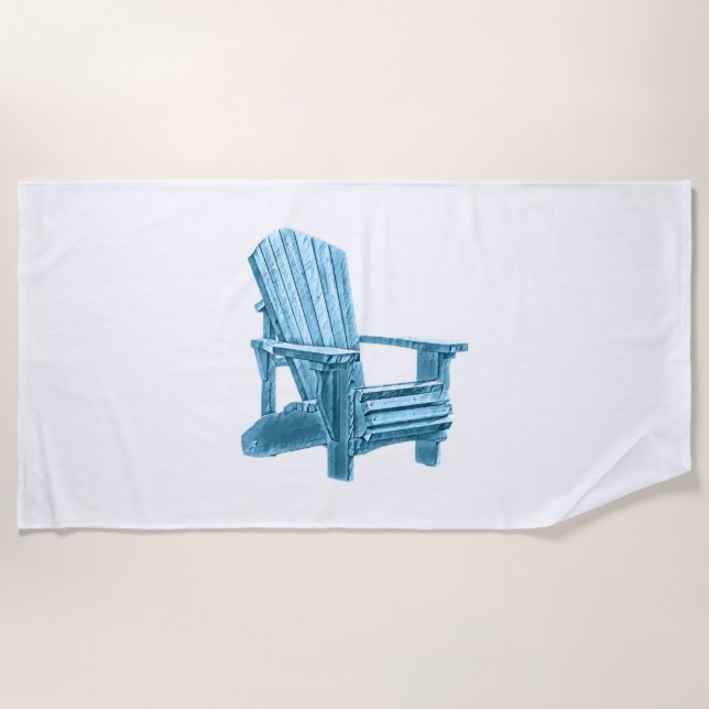 Serviette De Plage Chaise Muskoka Aquarelle Bleu Horizontal (Devant)
