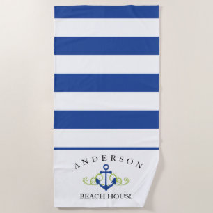 Serviette De Plage Chambre de plage personnalisée profonde de rayure