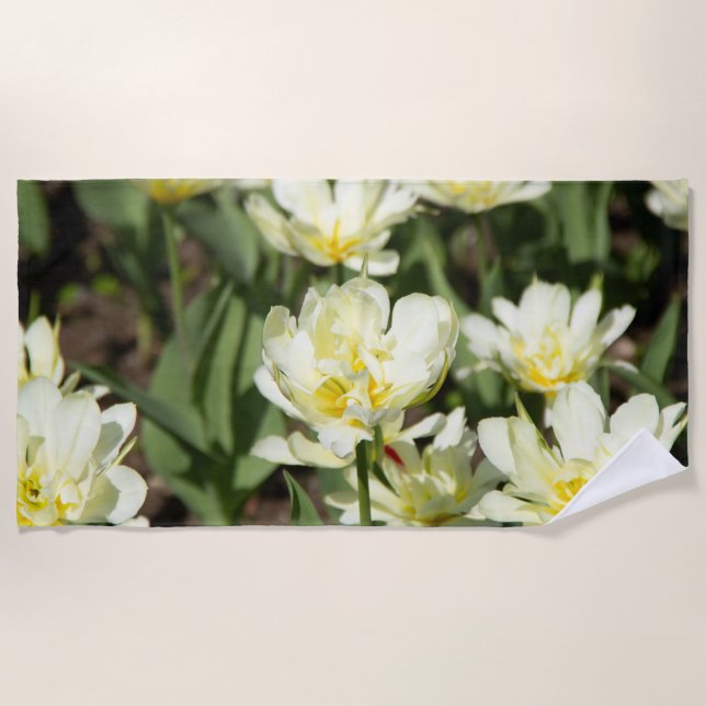 Serviette De Plage Champ de tulipes blanches (Devant)
