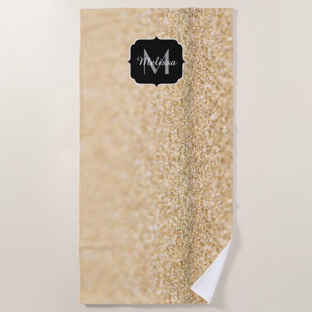 Serviette De Plage Champagne or fausse parties scintillant scintille  (Devant)