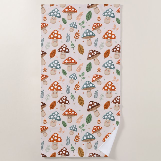 Serviette De Plage Champignon, Feuillage d'automne, Motif de la natur (Devant)