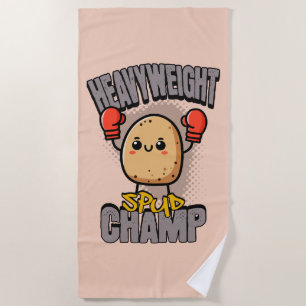 Serviette De Plage Championnat de boxe de pomme de terre poids lourd 