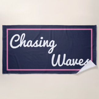 Serviette De Plage Chasing Waves Navy et Pink Beach Towers