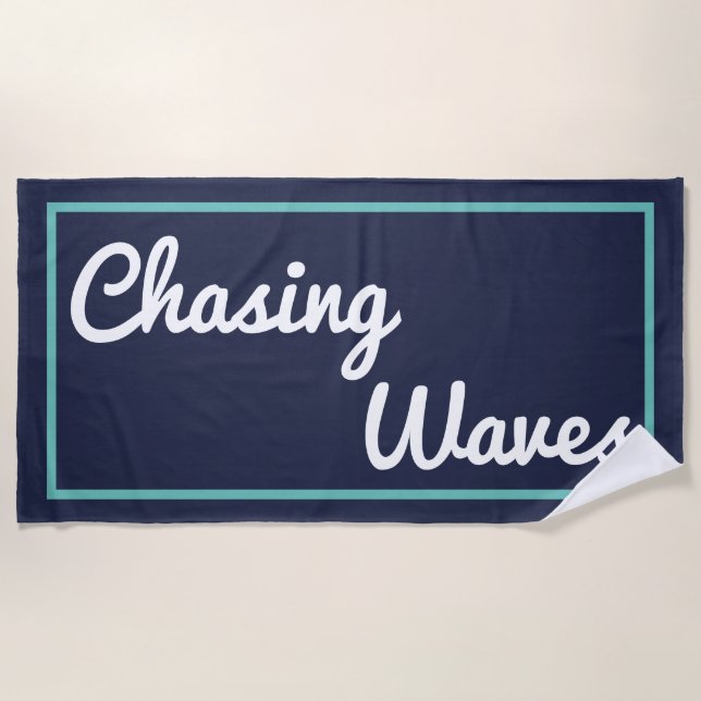 Serviette De Plage Chasing Waves Navy et Turquoise Beach Towers (Devant)