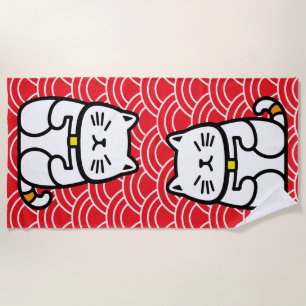 Serviette De Plage Chat chanceux japonais ou Maneki-Neko