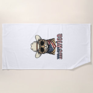 Serviette De Plage Chat Cowboy Patriotique Mewica Design Vectoriel Vi