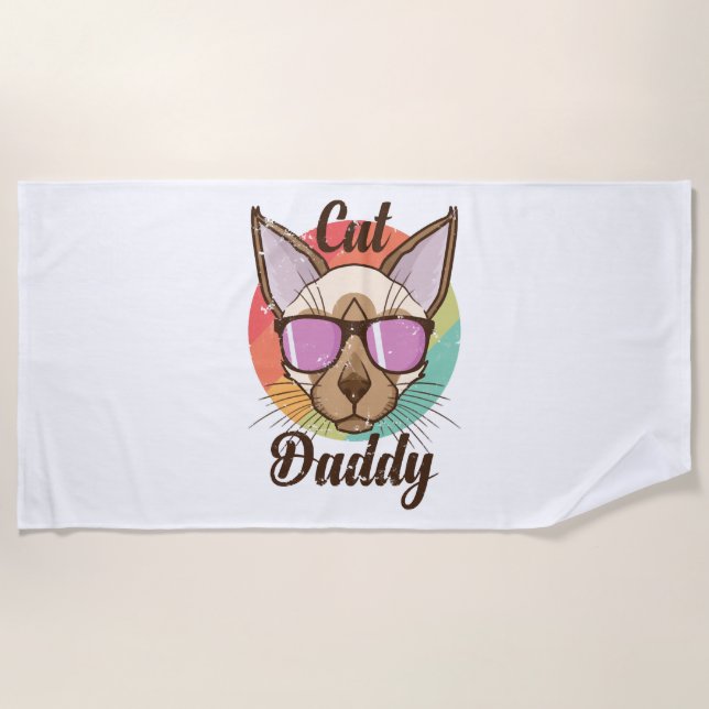 Serviette De Plage Chat Daddy Siamese Chat Pet Homme Chat (Devant)