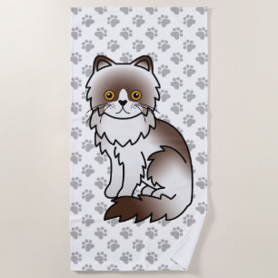 Serviette De Plage Chat de dessin animé mignon bi-color chocolat pers