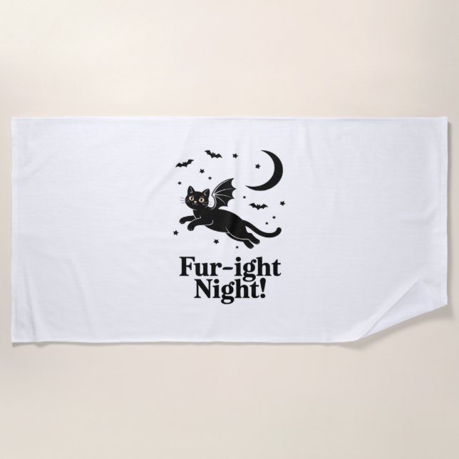 Serviette De Plage Chat d'Halloween et amis Citrouilles mignonne chem (Devant)