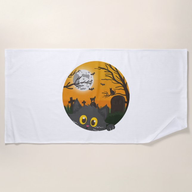 Serviette De Plage Chat Halloween Kitten Halloween Costume d'Hallowee (Devant)