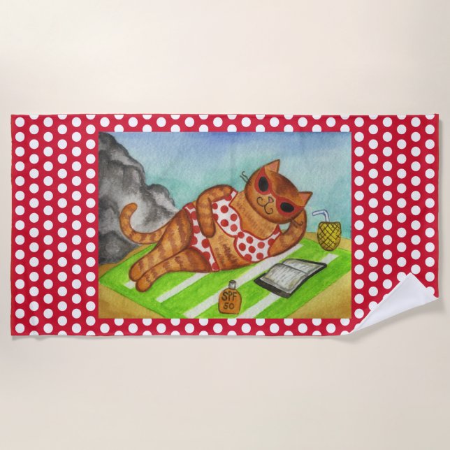 Serviette de plage chat mignon  (Devant)