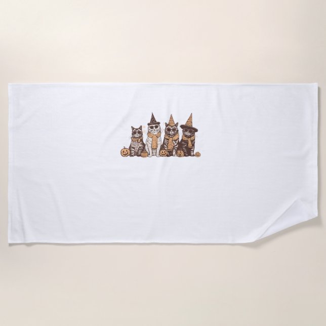 Serviette De Plage Chat mignon Halloween Kitty Halloween Animal Anima (Devant)