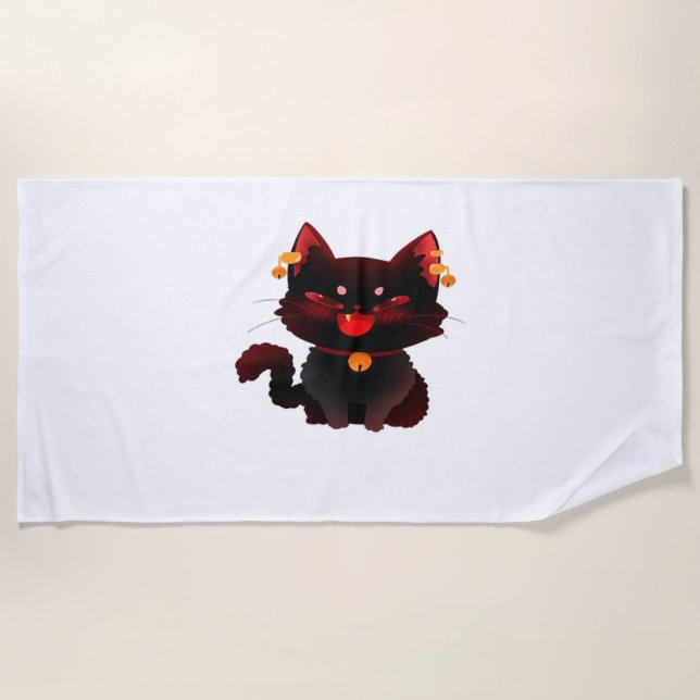 Serviette De Plage Chat noir Éffrayant avec cloches Classic T-Shirt (Devant)